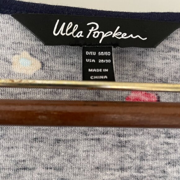 Ulla Popken Navy with flowers 28/30 Women's Tunic Top 100% Cotton - Picture 6 of 6